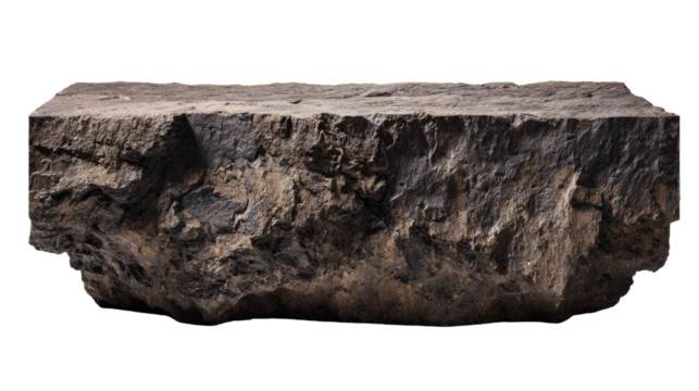 Isolated textured rock platform with transparent void, ideal for product presentation and creative