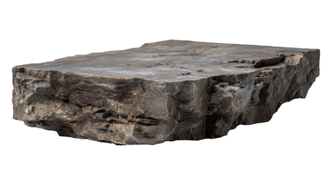 Textured rock platform, isolated against a neutral backdrop, featuring raw edges, showcasing