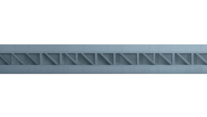 Geometric panel with grid pattern and angular supports, isolated on transparent backdrop, creating