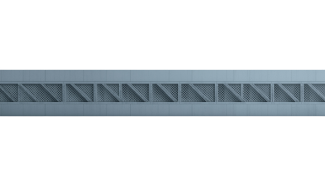 Geometric panel with grid pattern and angular supports, isolated on transparent backdrop, creating