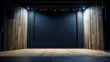 Empty stage with wooden features