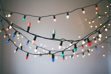 Charming Multicolored String Lights Decorating an Interior Space, Adding Festive Ambiance