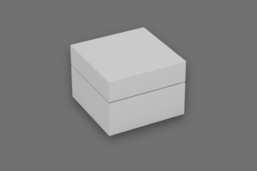 Open and closet gift box packaging mockup set isolated over background. 3d rendering.
