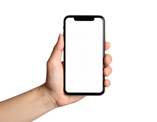 Hand holding a black smartphone with blank screen (3)