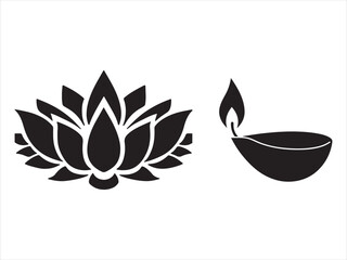 Fototapeta premium Lotus Silhouette Design and oil lamp