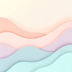 3D pastel layered waves in soft orange and teal tones with smooth flowing elegant background