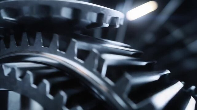 Close-up of interlocking metal gears with sharp teeth in a mechanical system.