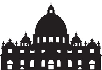 St. Peter's Basilica Silhouette Vector Illustration for Architectural and Religious Designs, Vatican City