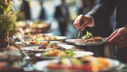 Buffet food at a business event
