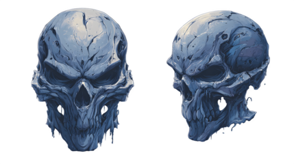 Scary skull face character design for t-shirts and posters, AI generated, isolated on white background