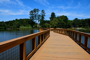 wooden bridge over the lake