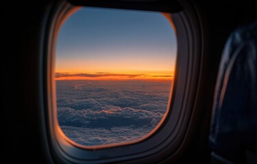 Sunset view from airplane window