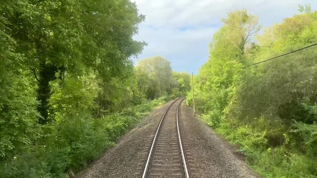 railway Train tracks traveling through the Hungarian countryside