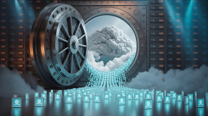 Cloud computing security, data vault protecting user information in server room