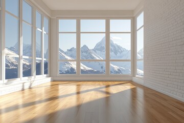 Obraz premium Mountain view from a bright modern interior space