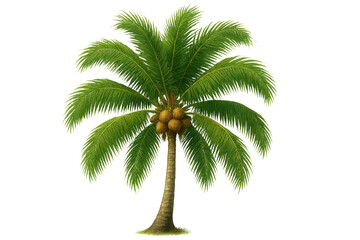 Obraz premium Coconut palm tree with coconuts growing on transparent background, perfect for travel or tropical projects