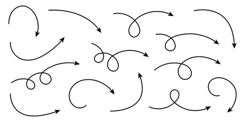 Doodle Arrows Set – Curved and Twisted Hand Drawn Arrows