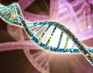 DNA double helix, vibrant colors, scientific image