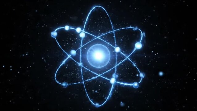 Glowing Atom Animation with Orbiting Electrons in 3D