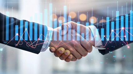 Business handshake partnership deal agreement contract trust success finance growth strategy data graph social selling index confident momentum - Powered by Adobe
