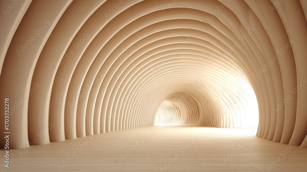Poster elegant curved architecture with smooth lines and bright interiors