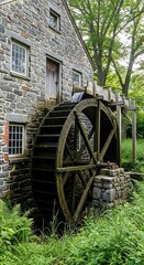 Fototapeta premium Old Stone Mill with Water Wheel.