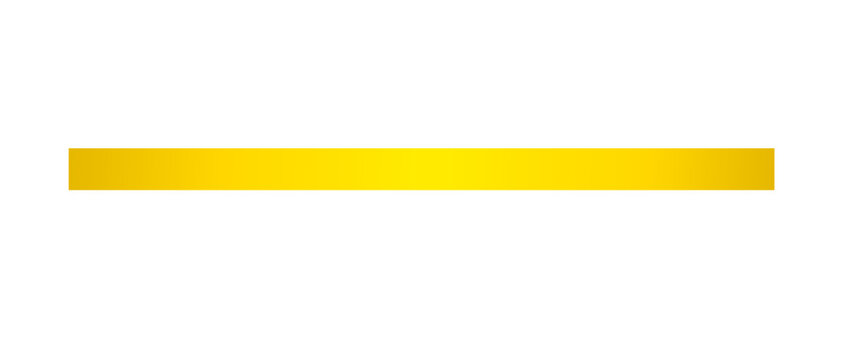 Long straight yellow ribbon isolated on transparent background. Horizontal clean ribbon in yellow color for banner design, holiday, gift boxes, greeting card, gift decoration design elements cutout