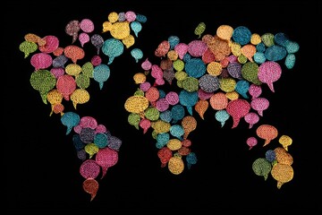 World map composed of colorful speech bubbles (1)