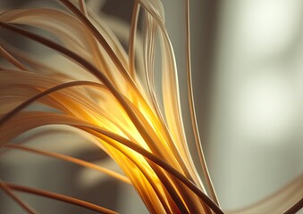 Abstract, elegant lines of light beige and gold converge