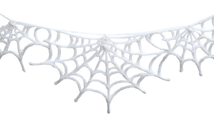 White spider web delicate cut-out strands for decor, isolated on white background