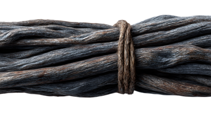 Witch broomstick rustic wooden texture, AI generated, isolated on white background