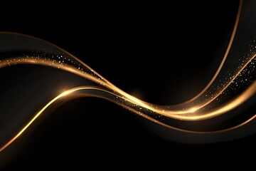Abstract gold waves on black background