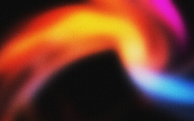 Abstract colorful light streaks swirling on black grainy textured grunge background vibrant hues dynamic energy