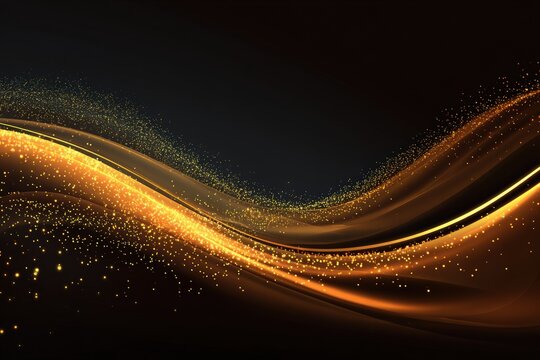 Abstract gold wave design on dark background