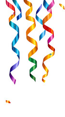 Vibrant, spiraling ribbons cascading downward against a black background