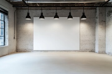 Empty gallery with ceiling lights