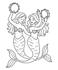 Cute Mermaid Coloring Page