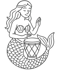 Cute Mermaid Coloring Page