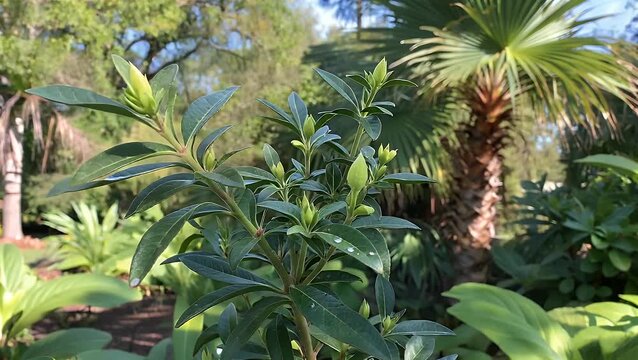 Detailed Close-Up View of the Aromatic Green Foliage of Citrus-Scented Herb Cultivated in Warm Climate Garden