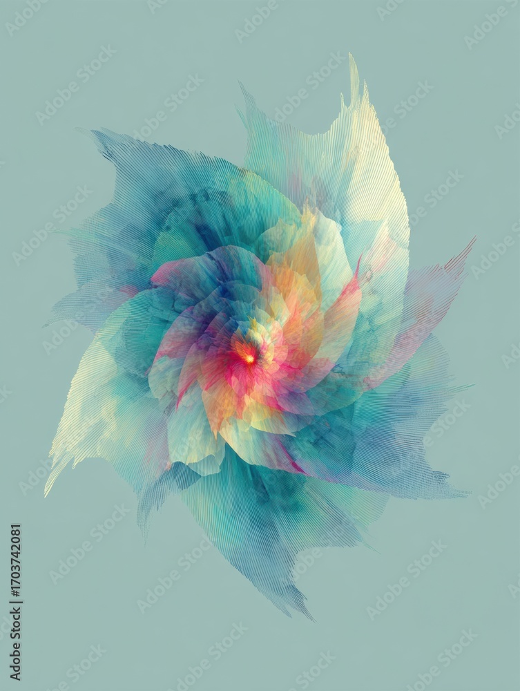 Poster colorful abstract flower design showcasing soft colors and fluid shapes in a harmonious arrangement 