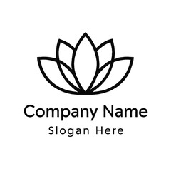 Obraz premium Minimalist Black Outline Lotus Flower Logo Design - Elegant & Pure Symbol for Wellness, Yoga, Spa, Beauty, Spiritual, & Nature Brands - Modern Line Art Icon for Company Branding & Slogan