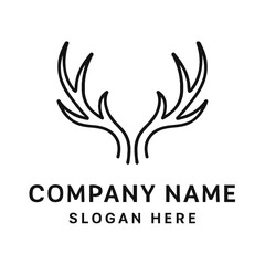 Obraz premium Minimalist Deer Antlers Logo Design Concept for Branding, Nature, Wildlife, Outdoor, Hunting, Forest, Rustic, and Elegant Companies – A Versatile Vector Graphic Symbolizing Strength and Serenity.