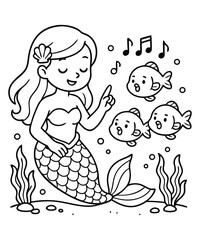 Cute Mermaid Coloring Page