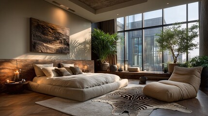 Cozy Modern Bedroom with Natural Light and Minimalist Decor
