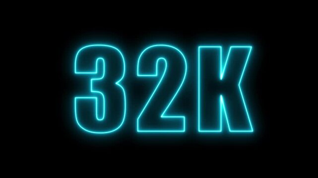 Glowing neon 32k text animation against a dark background for social media marketing