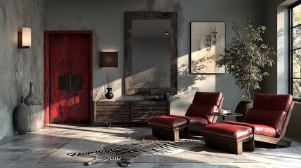 Modern Living Room with Textured Walls and Stylish Furniture