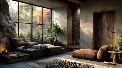 Cozy Minimalist Bedroom with Natural Light and Earthy Decor