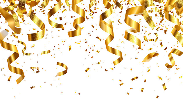 Gold confetti explosion on black background (1) - Powered by Adobe