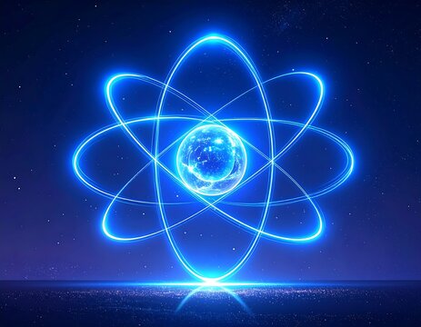 Abstract atom graphic on starry night