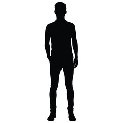 Obraz premium Full Length Silhouette of a Man Standing with Hand in Pocket
